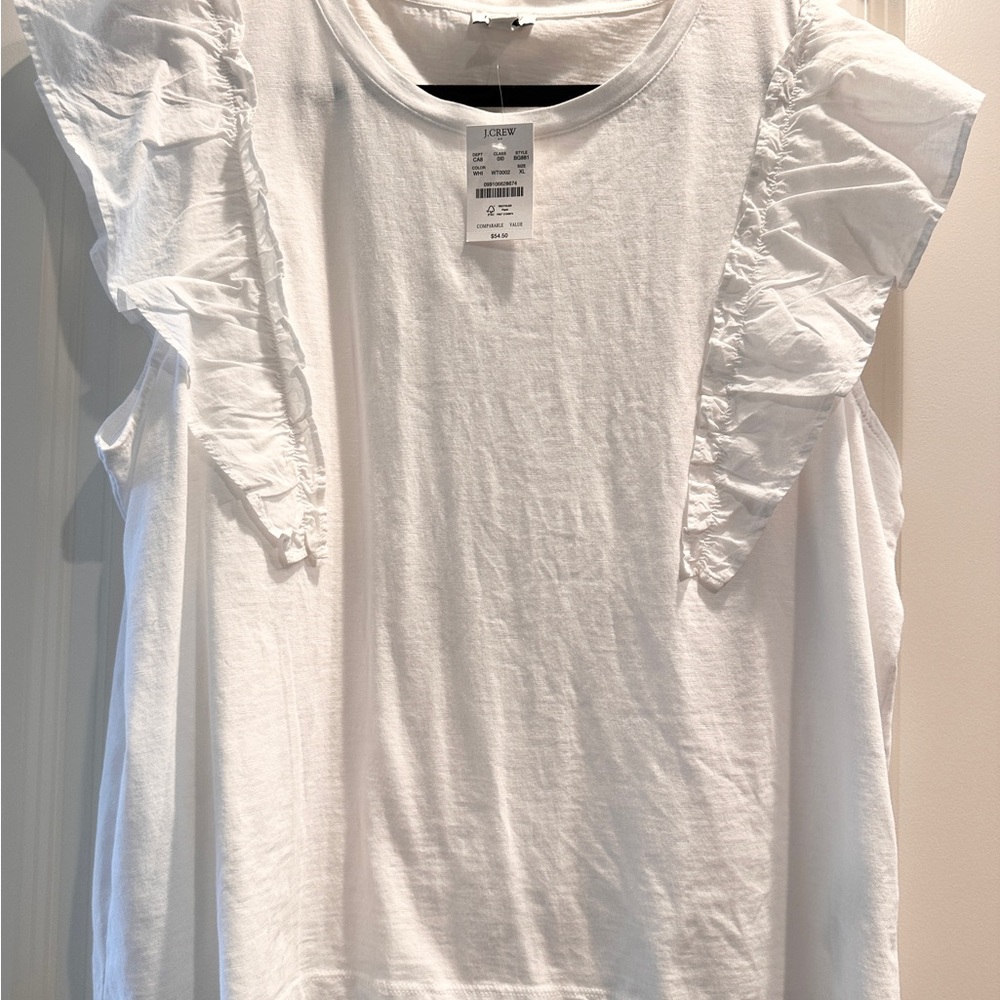 J. Crew White Ruffled Sleeveless Blouse New with tag - Picture 2 of 6